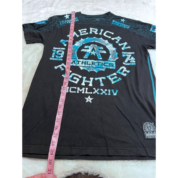 American Fighter Athletics Mens size Large T-Shirt Black/Blue Graphic Tee - Picture 4 of 5